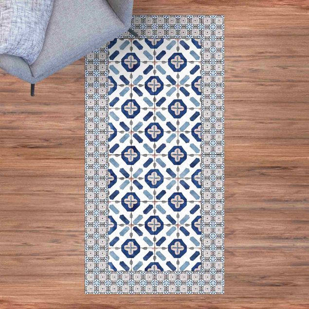 alfombra de terraza Moroccan Tiles Flower Window With Tile Frame