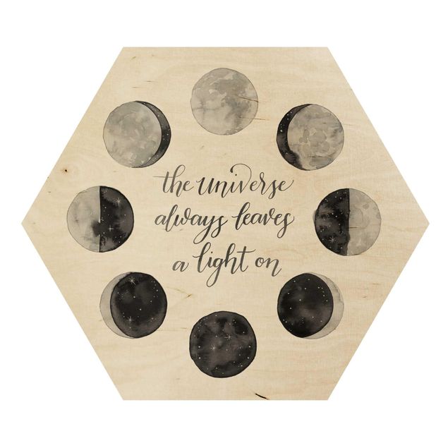 Hexagon Bild Holz - Ode an den Mond - Universum