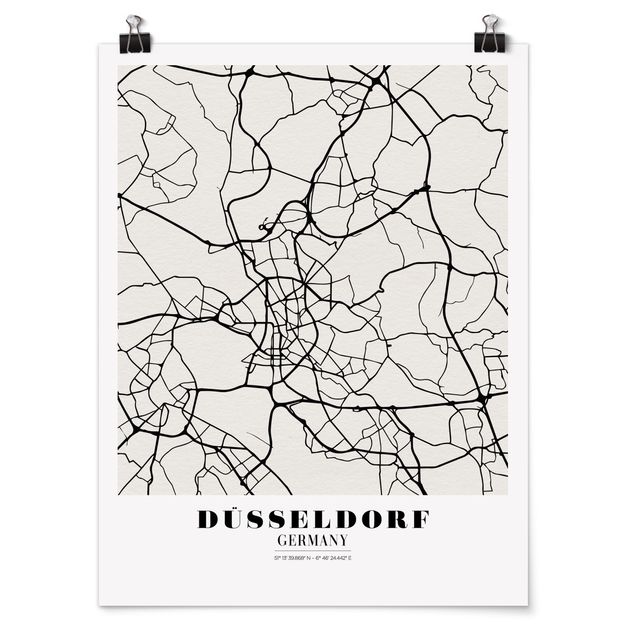 Láminas frases Dusseldorf City Map - Classic