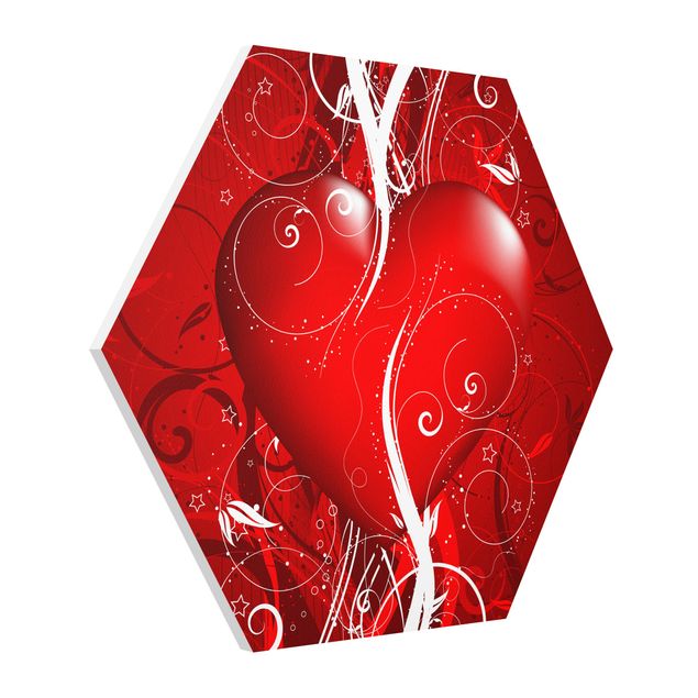 Cuadro rojo Floral Heart