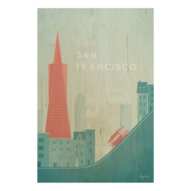 cuadro vintage madera Travel Poster - San Francisco