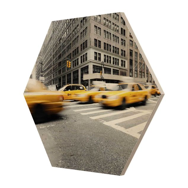 Hexagon Bild Holz - Rasantes New York