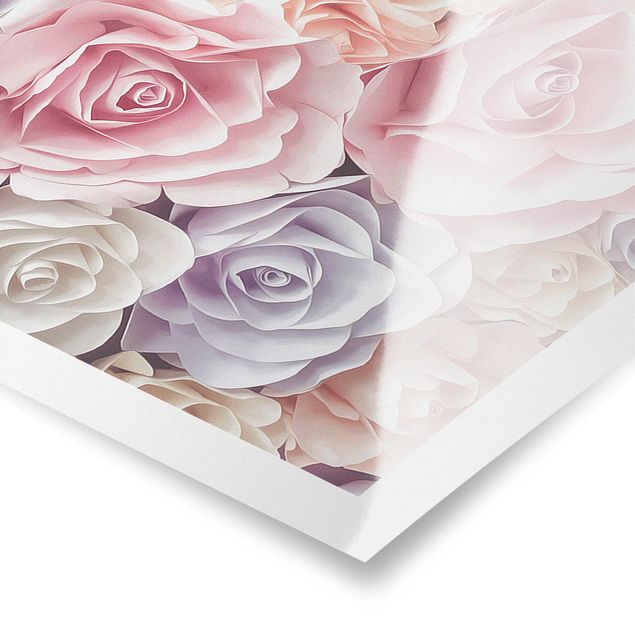 Láminas decorativas Pastel Paper Art Roses