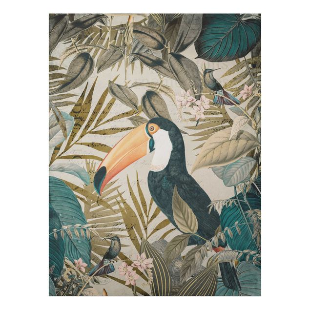 Cuadros de selva Vintage Collage - Toucan In The Jungle