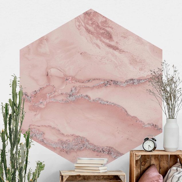 Papel pintado mármol Colour Experiments Marble Light Pink And Glitter