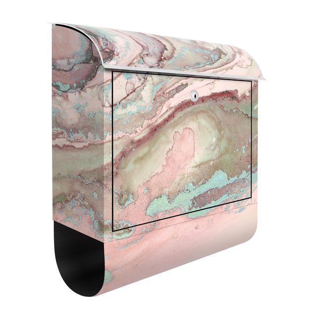 Buzón rosa Colour Experiments Marble Light Pink And Turquoise