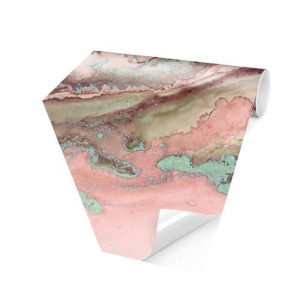 Papel pintado estilo industrial Colour Experiments Marble Light Pink And Turquoise