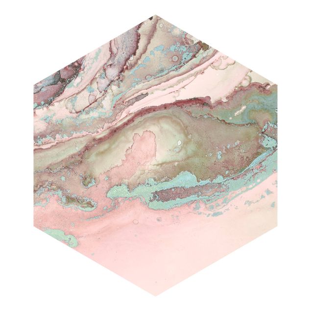 Papel pintado salón moderno Colour Experiments Marble Light Pink And Turquoise