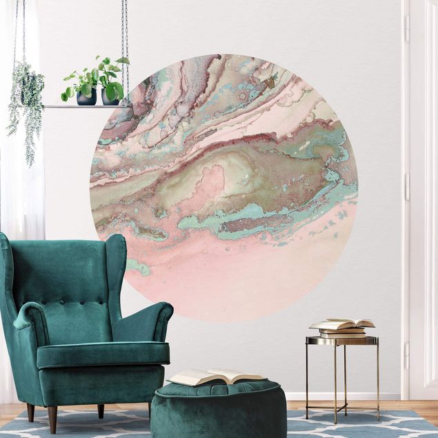 Papel pintado rosas Colour Experiments Marble Light Pink And Turquoise
