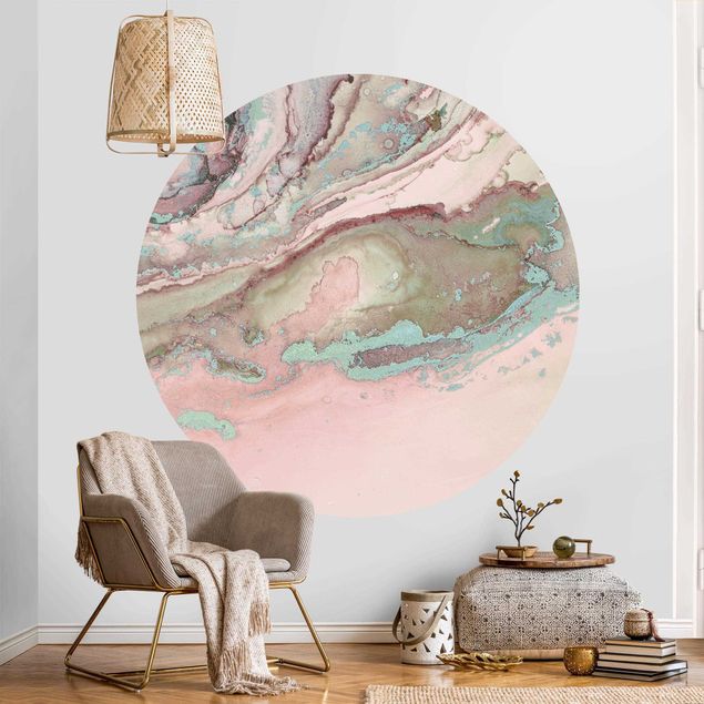 Papel pintado con patrones Colour Experiments Marble Light Pink And Turquoise