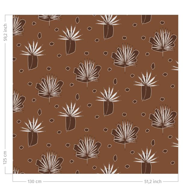 Cortinas con patrones Fern Leaves With Dots - Fawn Brown