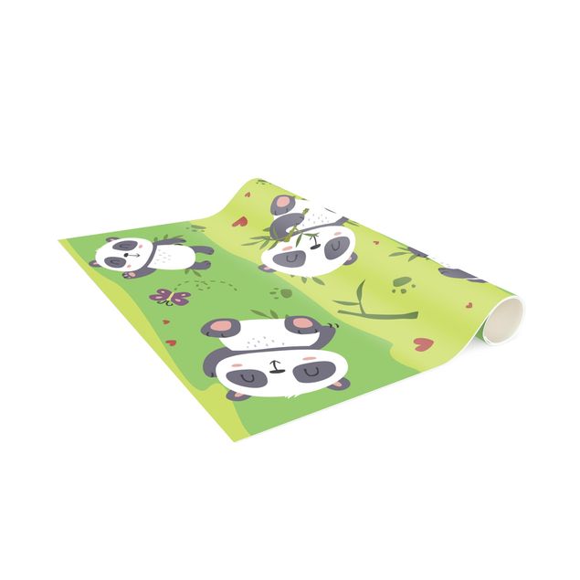 Pasilleros alfombras Cute Panda On Green Meadow