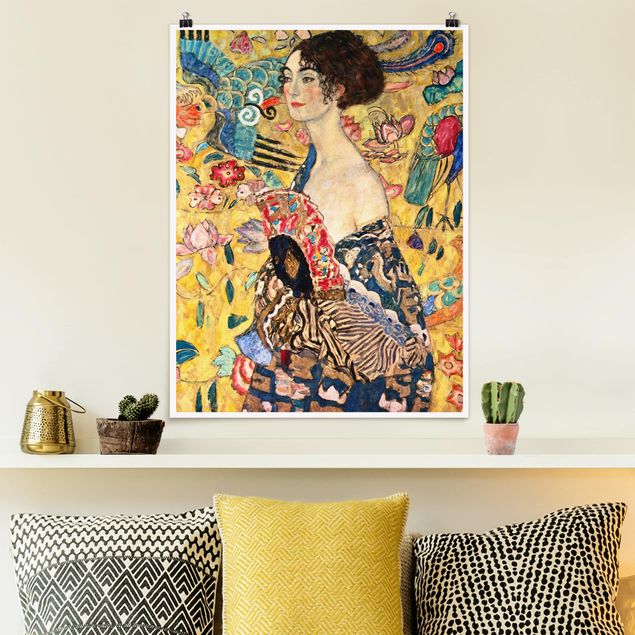 Poster - Gustav Klimt - Dame mit Fächer - Hochformat 3:4