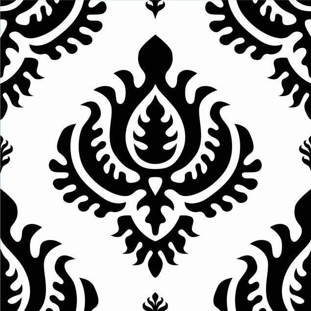 Láminas adhesivas en negro Neo Baroque Black And White Damask Pattern