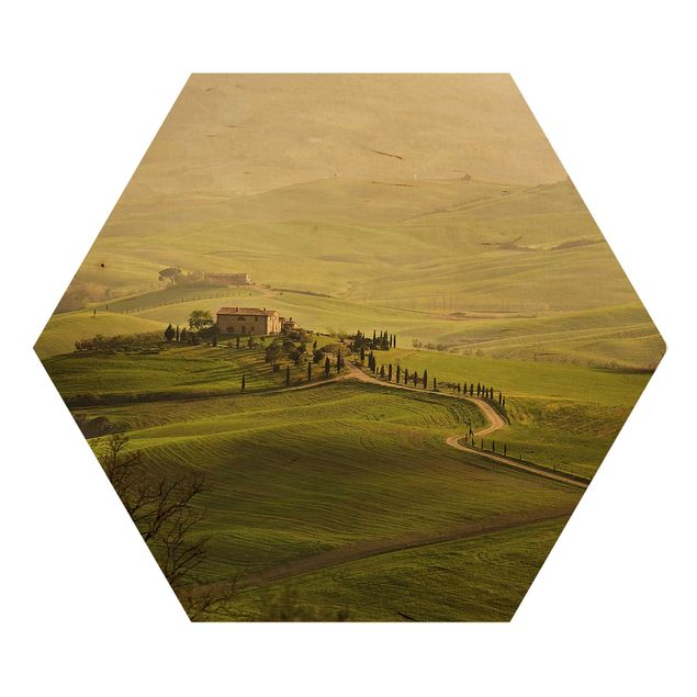 Hexagon Bild Holz - Chianti Toskana