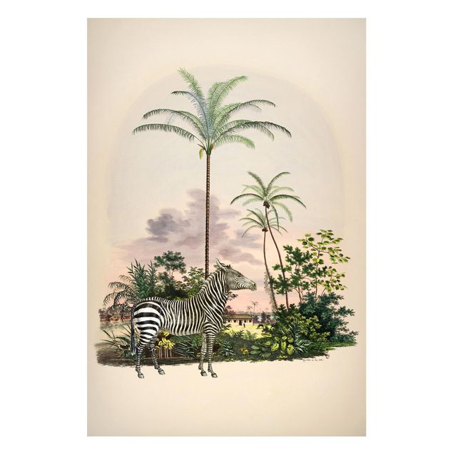 Cuadros de cebras Zebra Front Of Palm Trees Illustration