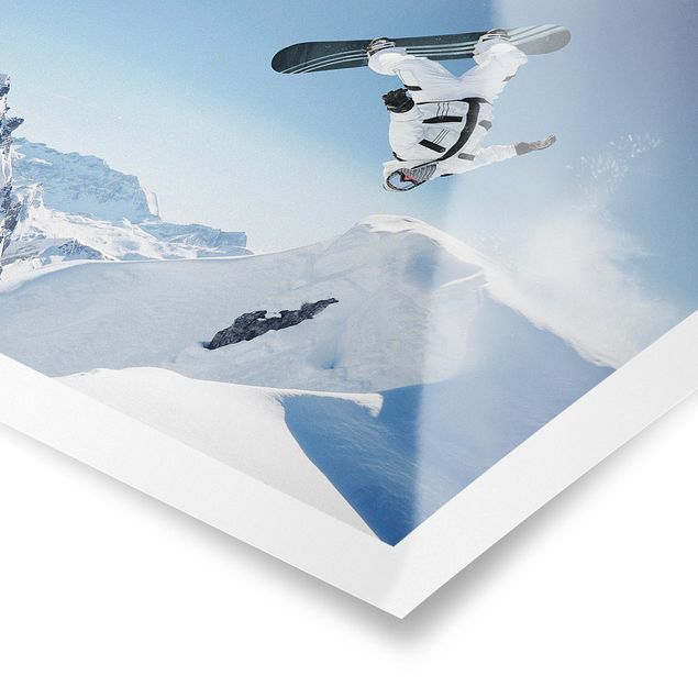 Láminas decorativas para pared Flying Snowboarder