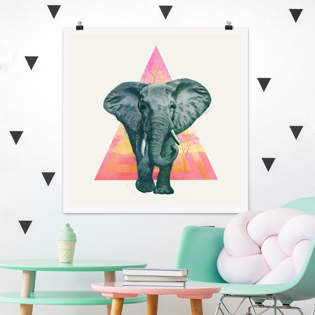 Decoración de cocinas Illustration Elephant Front Triangle Painting