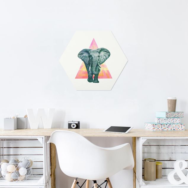 Láminas de cuadros famosos Illustration Elephant Front Triangle Painting
