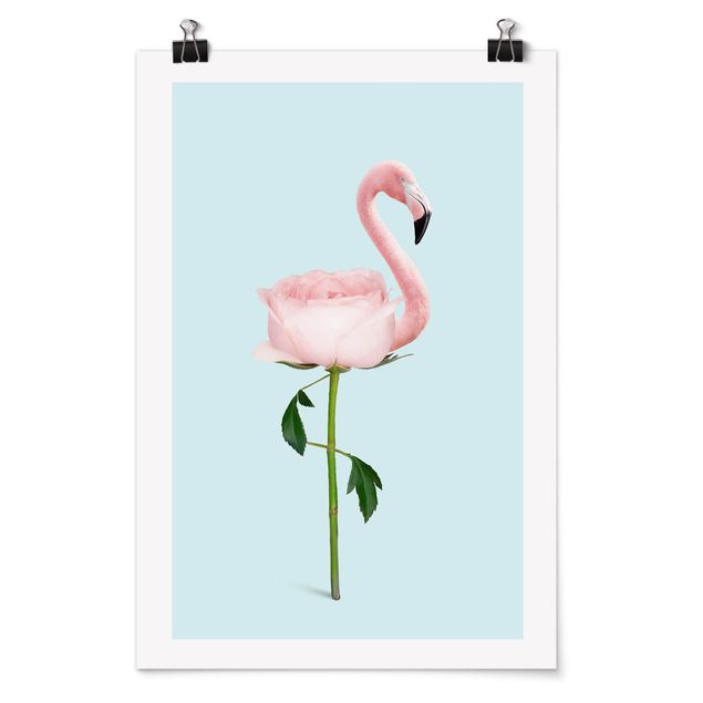 Póster cuadros famosos Flamingo With Rose