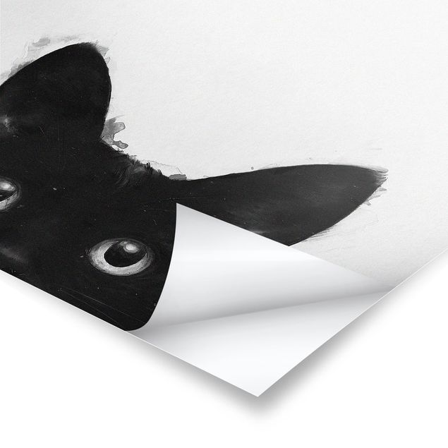 Cuadros a blanco y negro Illustration Black Cat On White Painting