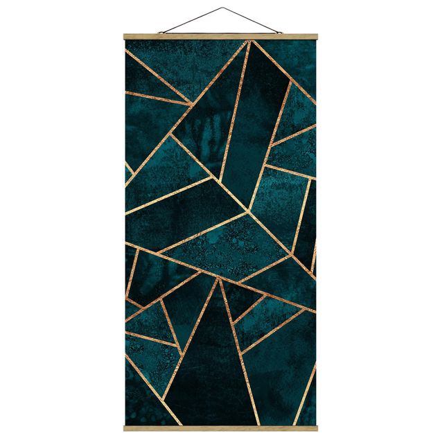Cuadros abstractos modernos Dark Turquoise With Gold