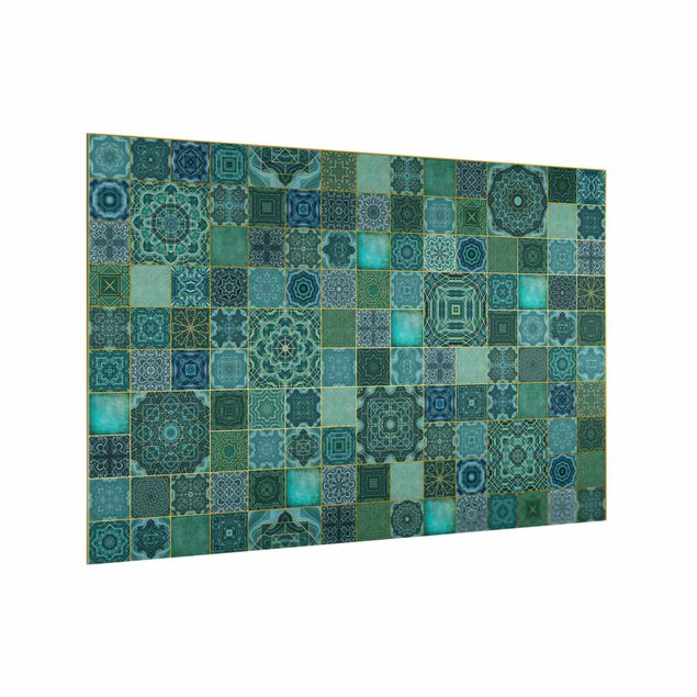 Cuadros Haase Art Deco Tiles Green Marble With Golden Shimmer