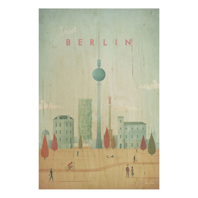Cuadros vintage madera Travel Poster - Berlin