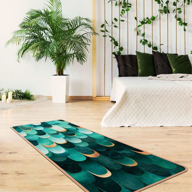 Alfombras turquesa Feathers Gold Turquoise