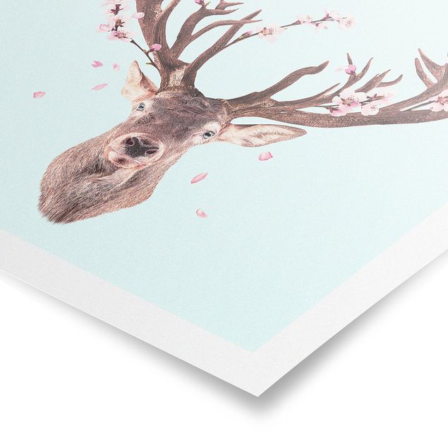 Cuadros de plantas naturales Deer With Cherry Blossoms