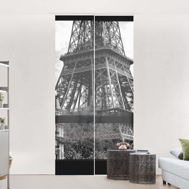 Decoración de cocinas Window view Paris - Near the Eiffel Tower black and white