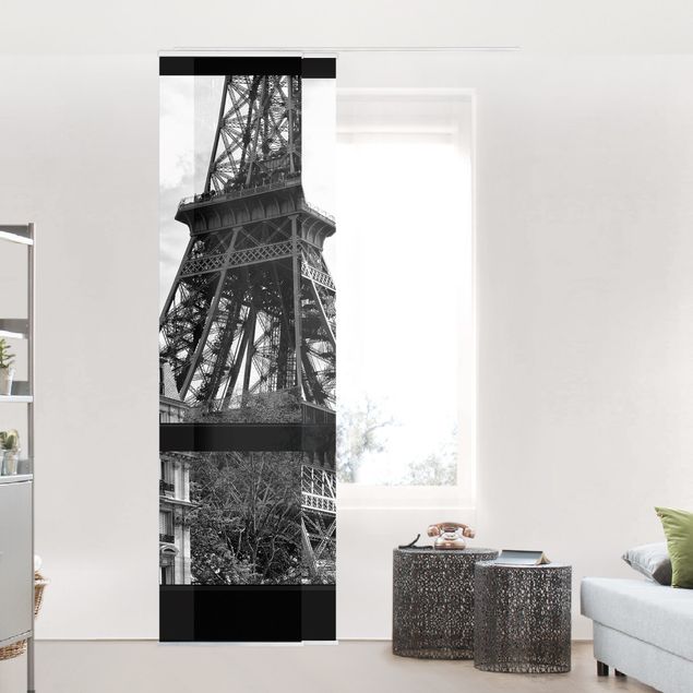 Paneles japoneses arquitectura y skyline Window view Paris - Near the Eiffel Tower black and white