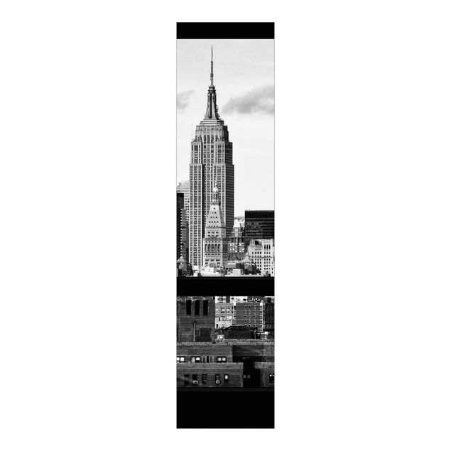 Paneles japoneses arquitectura y skyline Windows Overlooking New York Skyline Black And White