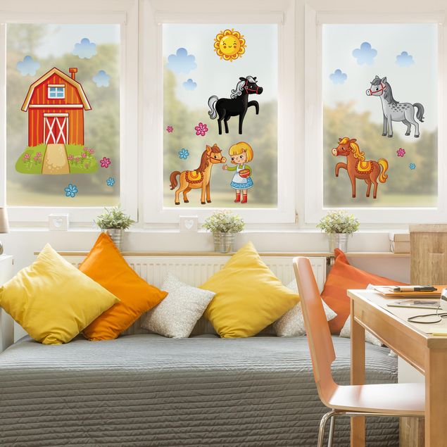 Decoración infantil pared Farm Set with Horses
