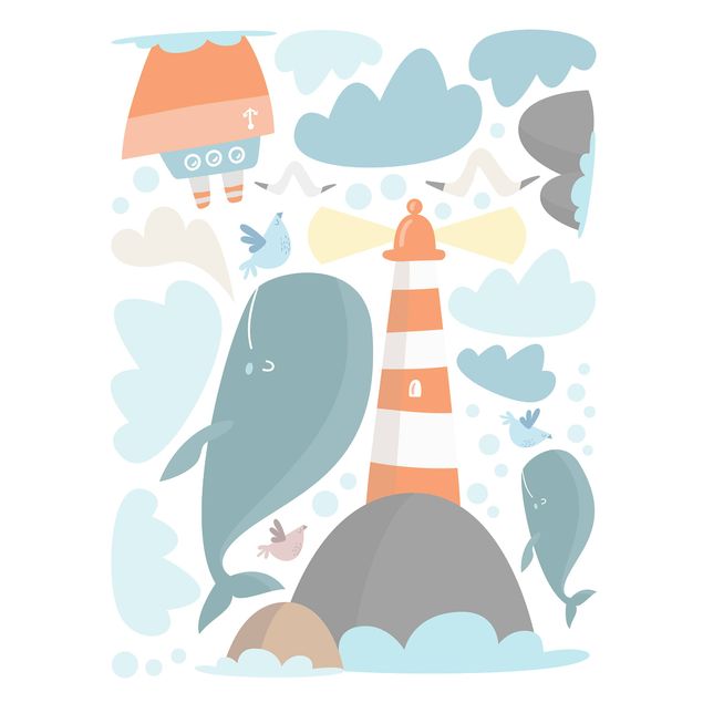Vinilos para cristales animales Lighthouse And Whales
