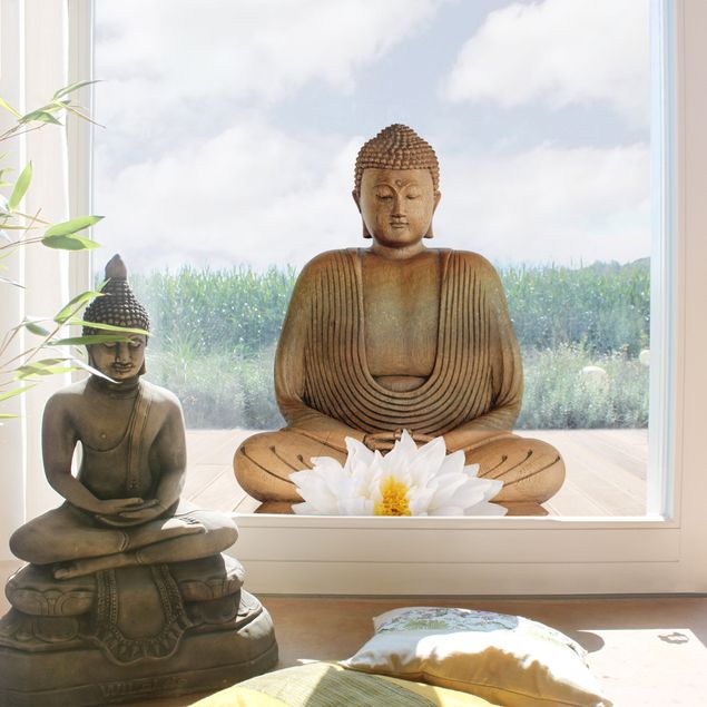 Láminas de vinilo Wooden Lotus Buddha