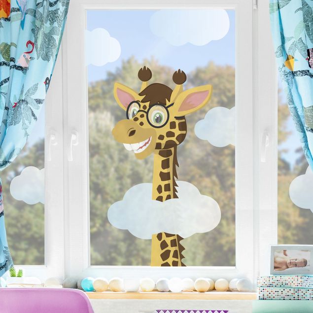 Vinilos para cristales animales Funny Giraffe