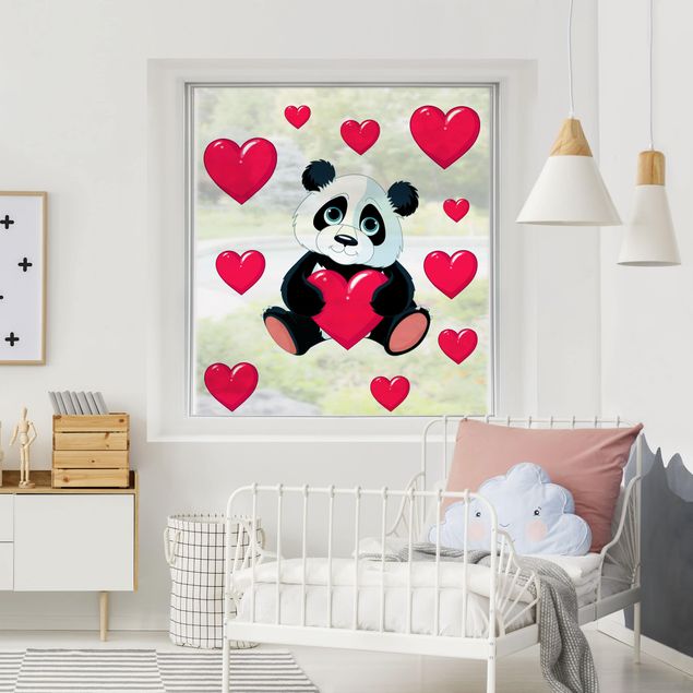 Vinilos para cristales animales Panda With Hearts