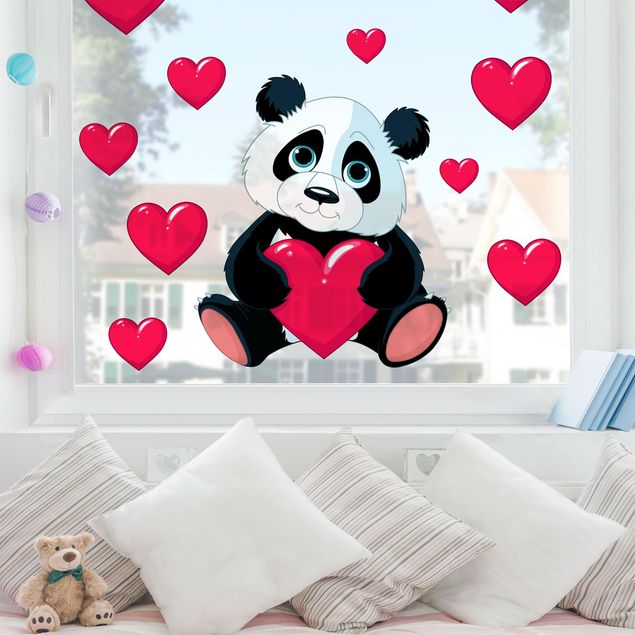 Decoración infantil pared Panda With Hearts