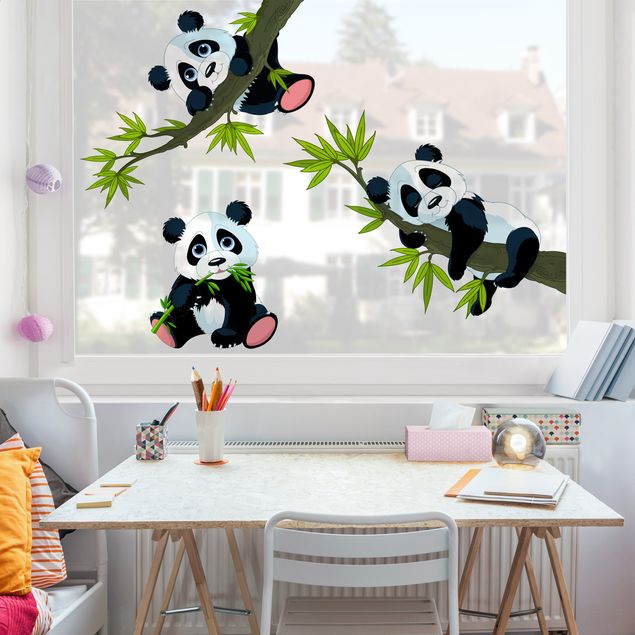 Vinilos de flores para ventanas Panda set