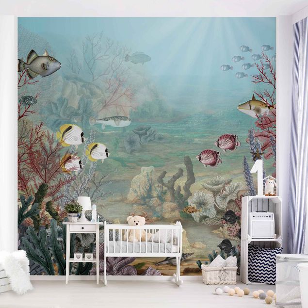 Decoración infantil pared View from afar in the coral reef