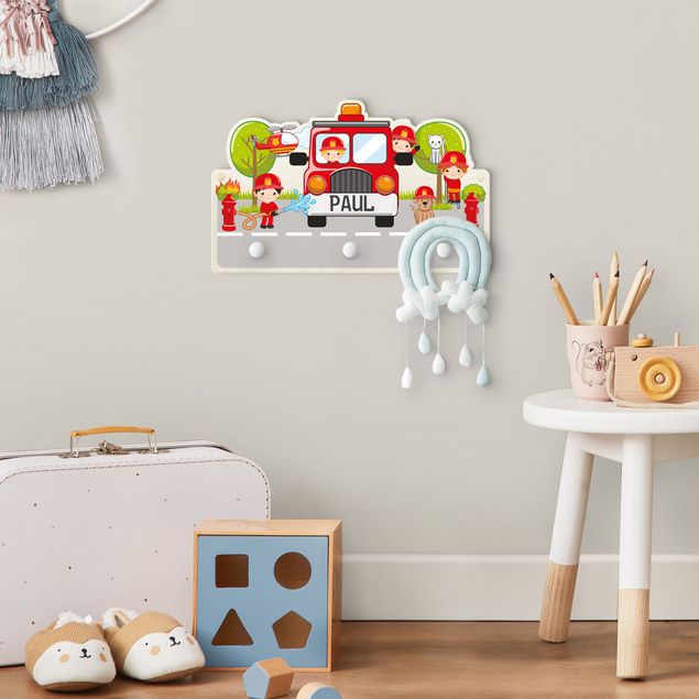 Percheros de pared con frases Fire Brigade Set With Customised Name