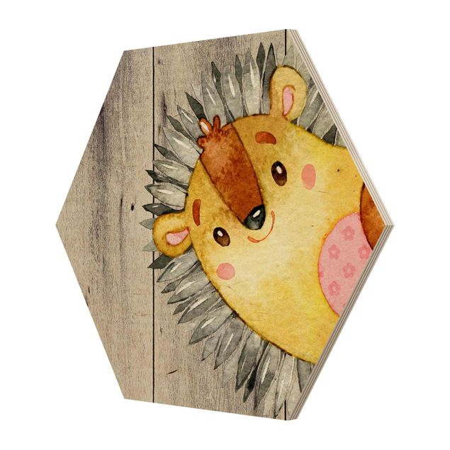 Cuadros Uta Naumann Watercolor Hedgehog On Wood