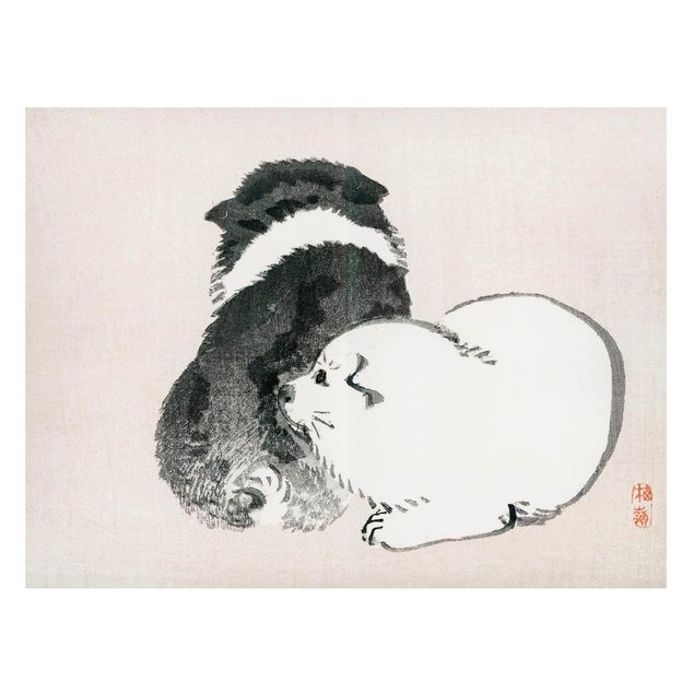 Cuadros perros Asian Vintage Drawing Black And White Pooch