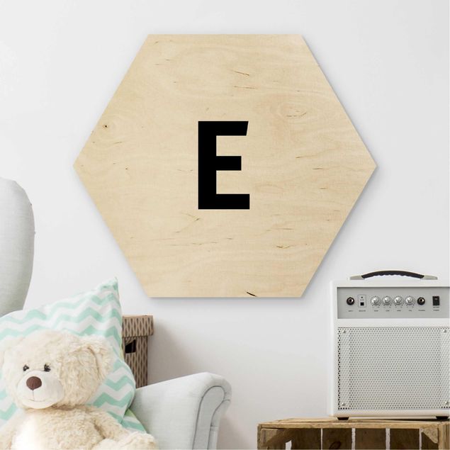 Cuadros de madera con frases Letter White E