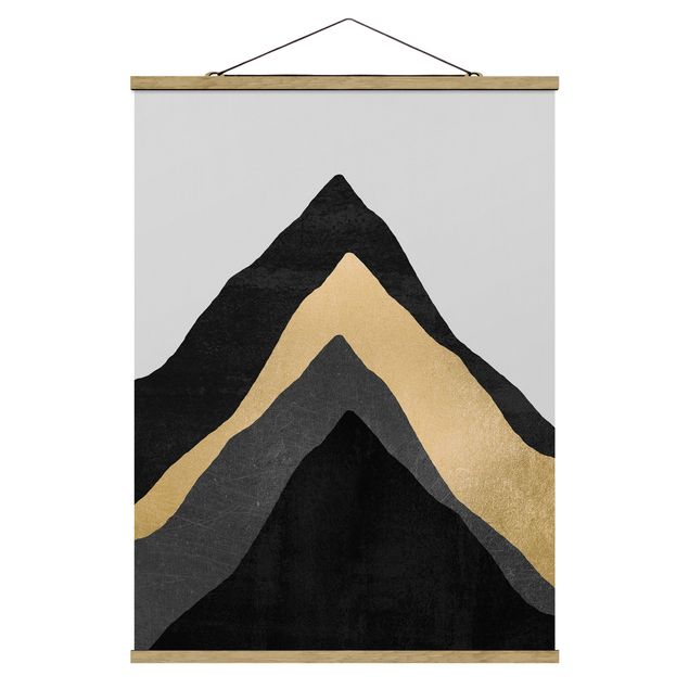 Cuadros abstractos para salón Golden Mountain Black White
