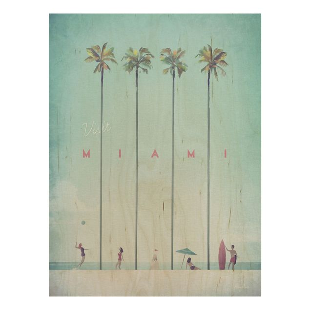 Cuadros de madera paisajes Travel Poster - Miami