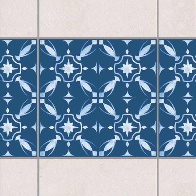 Decoración en la cocina Dark Blue White Pattern Series No.01