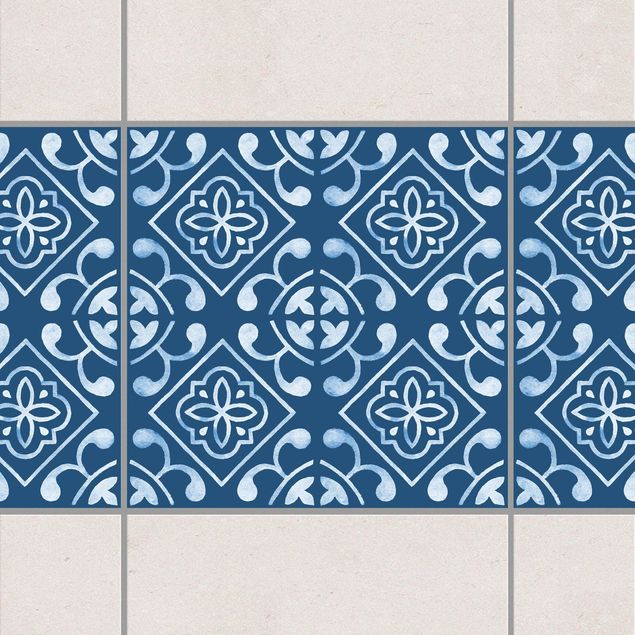 Decoración de cocinas Dark Blue White Pattern Series No.02
