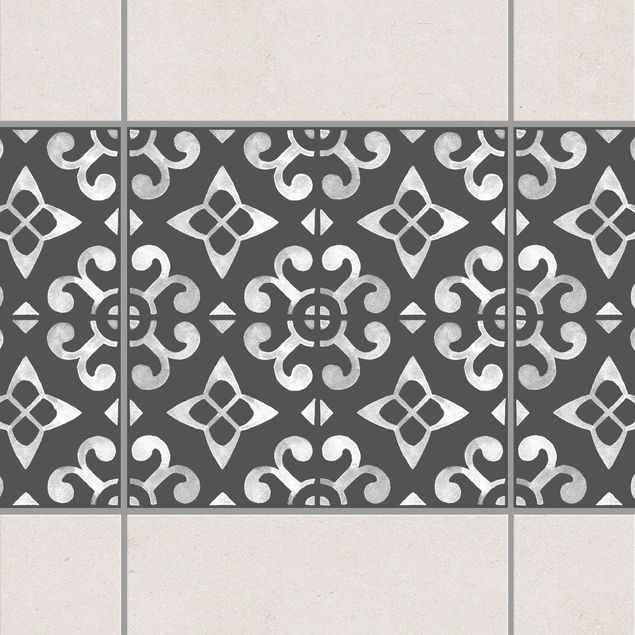 Decoración de cocinas Dark Gray White Pattern Series No.05
